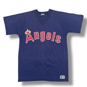 MACGREGOR SAND-KNIT Blue Los Angeles Angels MLB V Neck Shirt VINTAGE